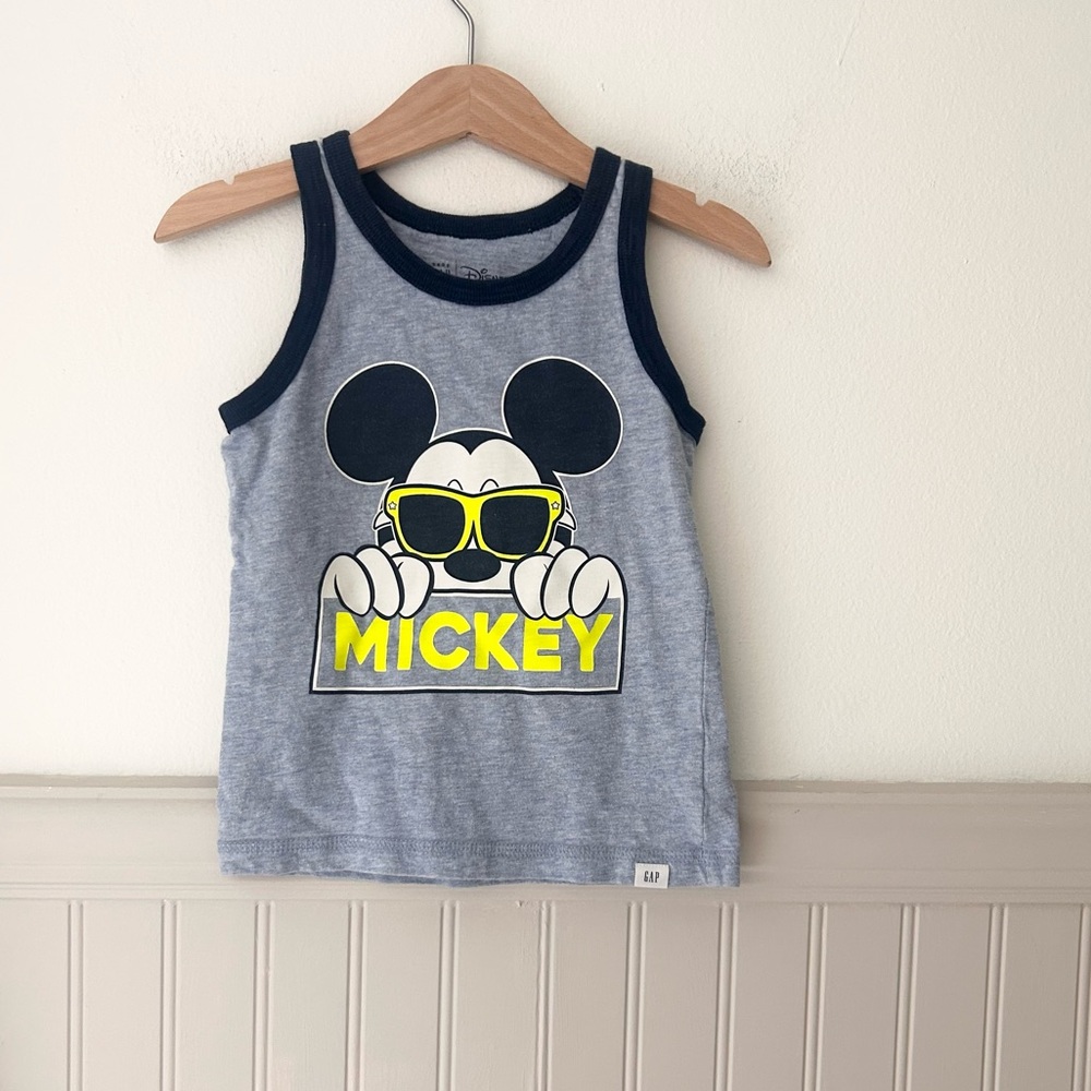 GAP 3 Years Boys Cotton Disney Mickey Mouse Blue Tank Top for Kids